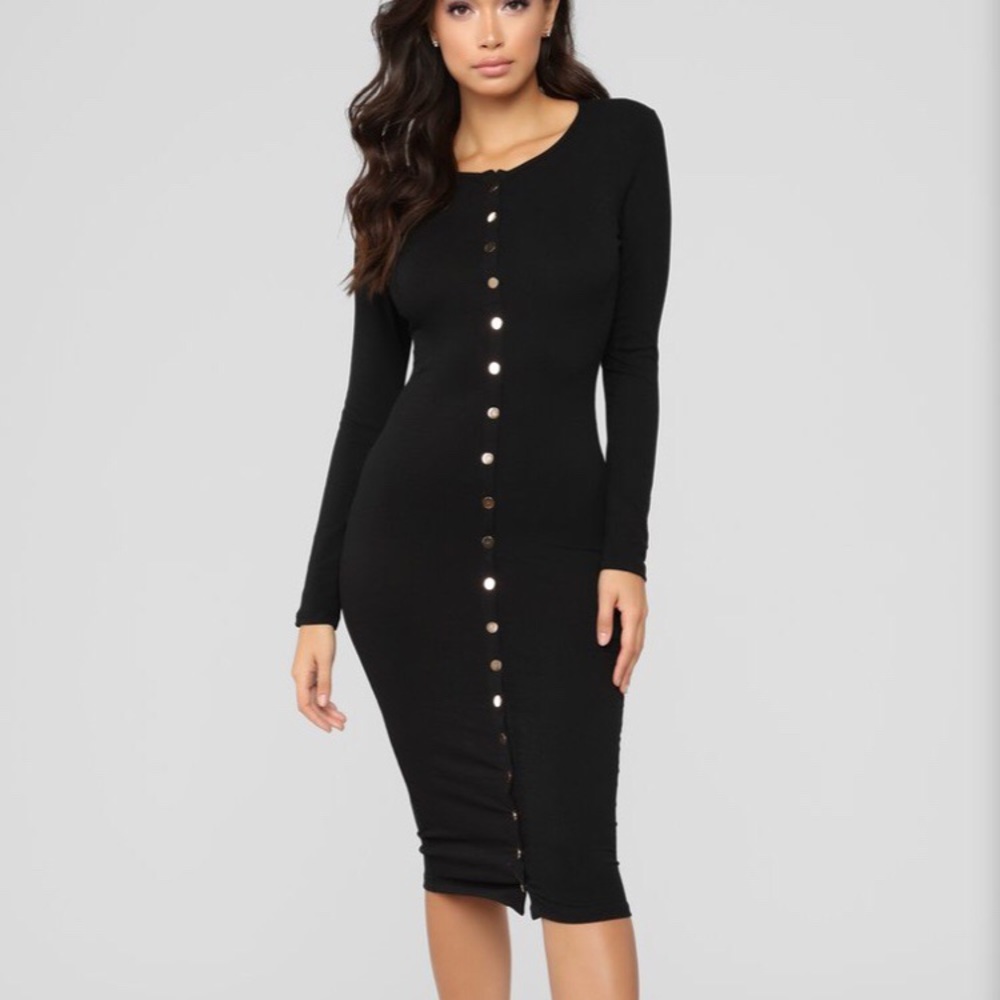 ❌🚫SOLD⭕️❌Fashion Nova Black Sweater Midi Dress